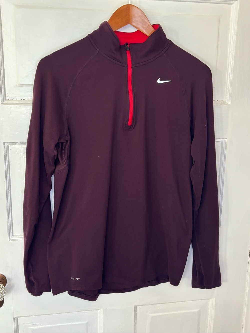 Nike Dri-FIT Maroon Quarter-Zip Pullover with Red Lining